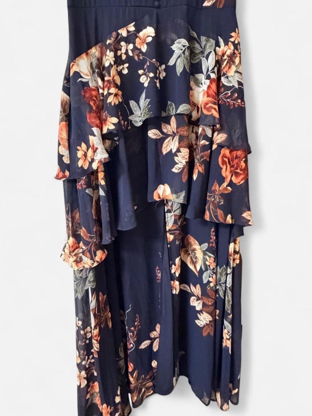 Lulu's Navy Floral High-Low Ruffle Maxi Dress - Picture 3 of 6